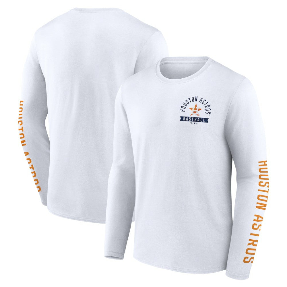 Houston Astros Press Box Long Sleeve T-Shirt White