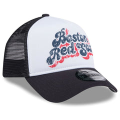 Boston Red Sox Women's Throwback Team Foam Front A-Frame Trucker 9FORTY Adjustable Hat White/Navy | New Era