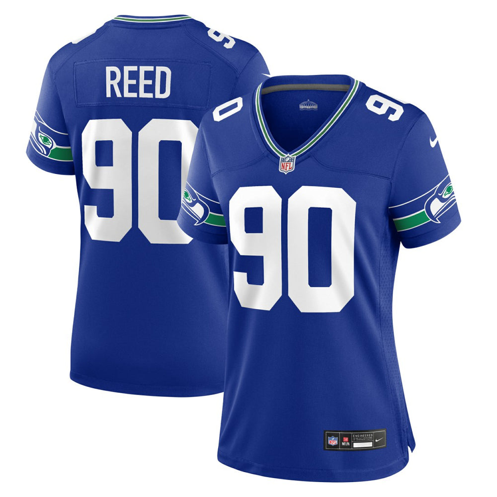 Jarran Reed Seattle Seahawks Women's Throwback Player Game Jersey - Royal