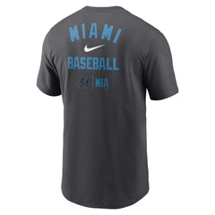 Miami Marlins Logo Sketch Bar T-Shirt Charcoal | Nike
