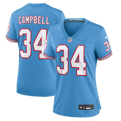 Earl Campbell Tennessee Titans Women's Oilers Throwback Retired Player Game Jersey - Light Blue