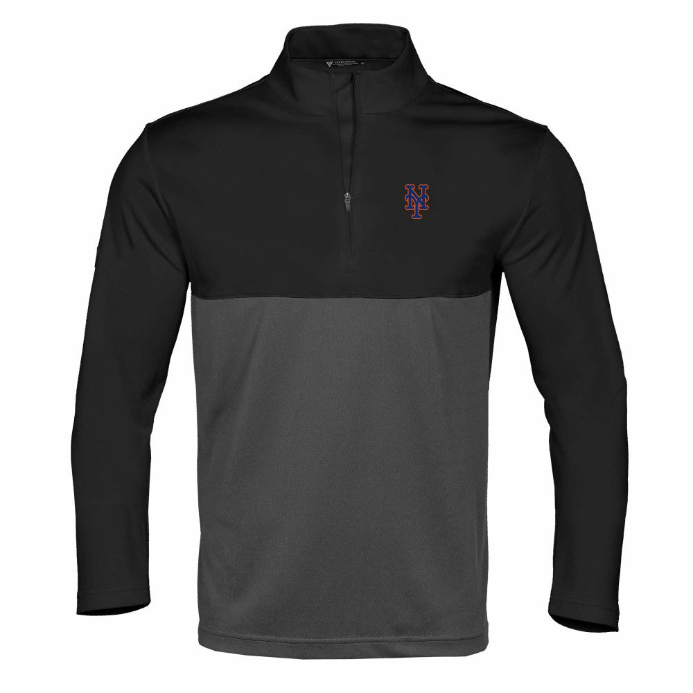 New York Mets Levelwear Pursue Insignia 2.0 Quarter-Zip Pullover Top Black/Charcoal