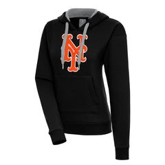 New York Mets Antigua Women's Victory Pullover Hoodie Black