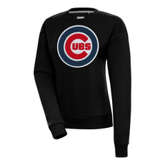 Chicago Cubs Antigua Women's Victory Chenille Pullover Sweatshirt Black