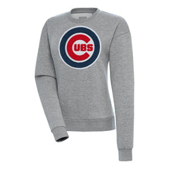 Chicago Cubs Antigua Women's Victory Chenille Pullover Sweatshirt Heather Gray
