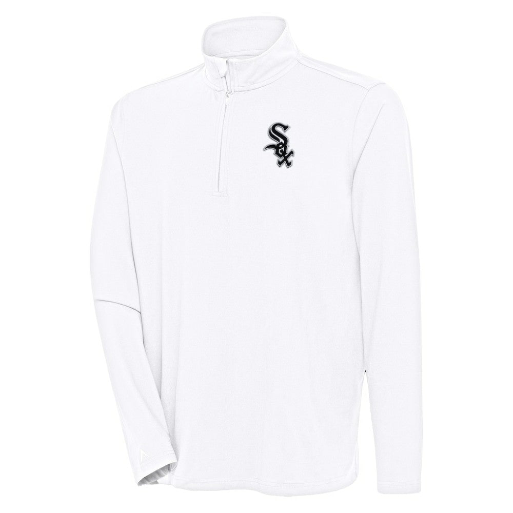 Chicago White Sox Antigua Hunk Quarter-Zip Pullover Top White