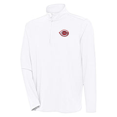 Cincinnati Reds Antigua Hunk Quarter-Zip Pullover Top White
