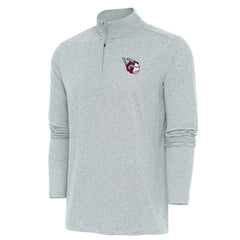 Cleveland Guardians Antigua Hunk Quarter-Zip Pullover Top Heather Gray