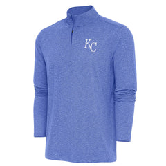 Kansas City Royals Antigua Hunk Quarter-Zip Pullover Top Heather Royal