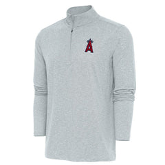 Los Angeles Angels Antigua Hunk Quarter-Zip Pullover Top Heather Gray