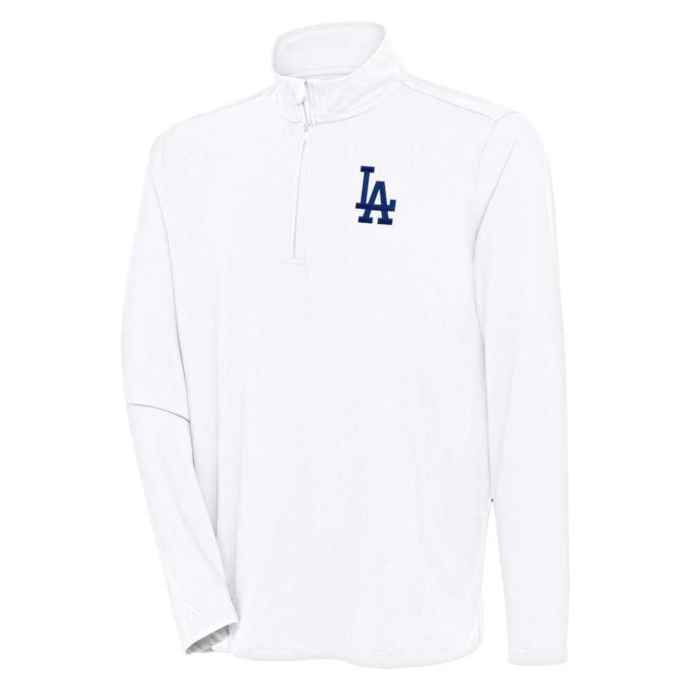 Los Angeles Dodgers Antigua Hunk Quarter-Zip Pullover Top White
