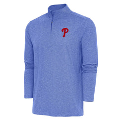 Philadelphia Phillies Antigua Hunk Quarter-Zip Pullover Top Heather Royal