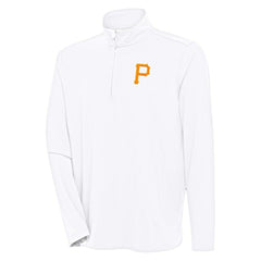 Pittsburgh Pirates Antigua Hunk Quarter-Zip Pullover Top White