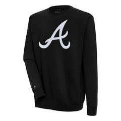 Atlanta Braves Antigua Victory Crewneck Chenille Pullover Sweatshirt Black