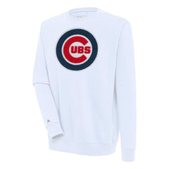 Chicago Cubs Antigua Victory Crewneck Chenille Pullover Sweatshirt White