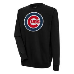 Chicago Cubs Antigua Victory Crewneck Chenille Pullover Sweatshirt Black