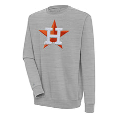 Houston Astros Antigua Victory Crewneck Chenille Pullover Sweatshirt Heather Gray