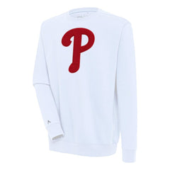 Philadelphia Phillies Antigua Victory Crewneck Chenille Pullover Sweatshirt White