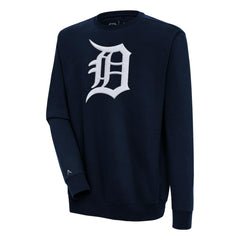 Detroit Tigers Antigua Victory Crewneck Chenille Pullover Sweatshirt Navy