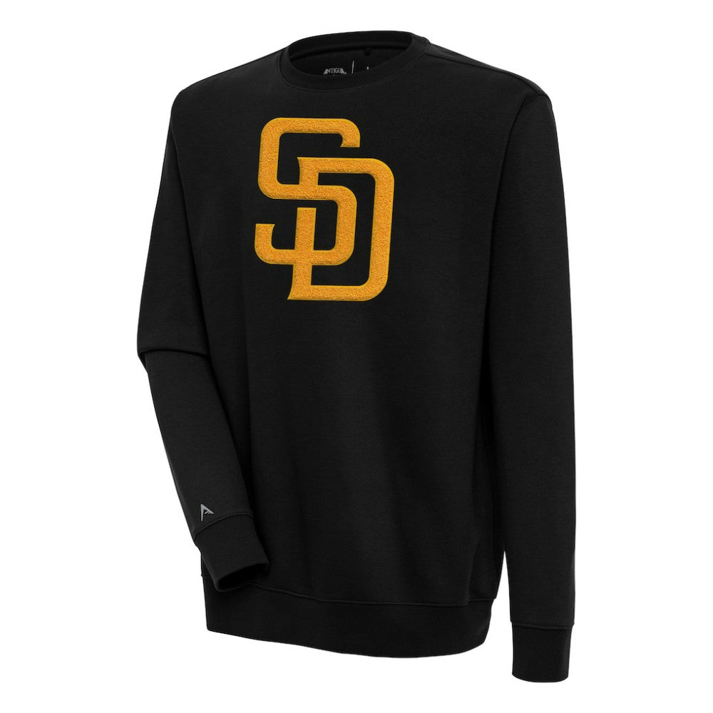 San Diego Padres Antigua Victory Crewneck Chenille Pullover Sweatshirt Black