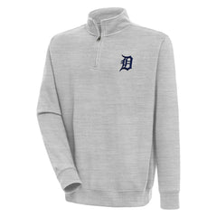 Detroit Tigers Antigua Victory Quarter-Zip Pullover Top Heather Gray