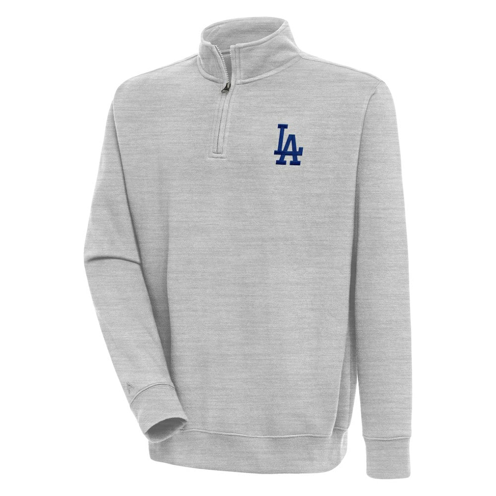 Los Angeles Dodgers Antigua Victory Quarter-Zip Pullover Top Heather Gray