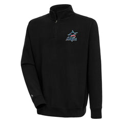 Miami Marlins Antigua Victory Quarter-Zip Pullover Top Black