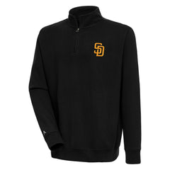 San Diego Padres Antigua Victory Quarter-Zip Pullover Top Black