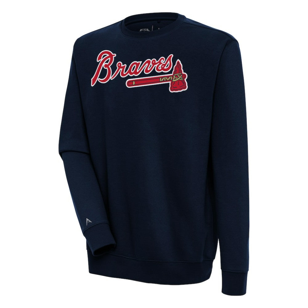 Atlanta Braves Antigua Victory Pullover Sweatshirt Navy