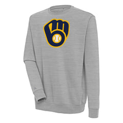 Milwaukee Brewers Antigua Victory Pullover Sweatshirt Heather Gray