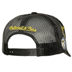 Pittsburgh Penguins Mitchell & Ness Times Up Classic Script Cord Trucker Adjustable Hat Black