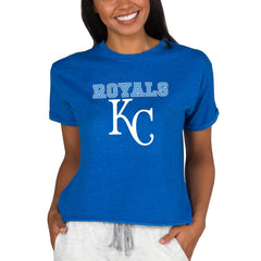 Kansas City Royals Concepts Sport Women's Tri-Blend Mainstream Terry Short Sleeve Sweatshirt Top Royal