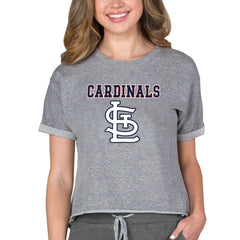 St. Louis Cardinals Concepts Sport Women's Tri-Blend Mainstream Terry Short Sleeve Sweatshirt Top Gray