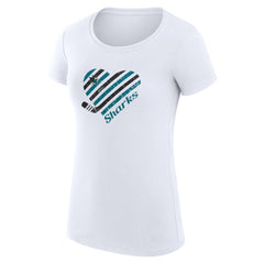 San Jose Sharks G-III 4Her by Carl Banks Women's Super-Slim Fit Lightweight Heart T-Shirt White