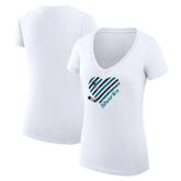 San Jose Sharks G-III 4Her by Carl Banks Women's Super-Slim Fit Lightweight Heart V-Neck T-Shirt White