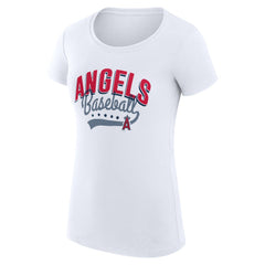Los Angeles Angels G-III 4Her by Carl Banks Women's Super-Slim Fit Lightweight Filigree Team T-Shirt White