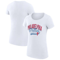 Philadelphia Phillies G-III 4Her by Carl Banks Women's Super-Slim Fit Lightweight Filigree Team T-Shirt White