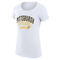 Pittsburgh Pirates G-III 4Her by Carl Banks Women's Super-Slim Fit Lightweight Filigree Team T-Shirt White