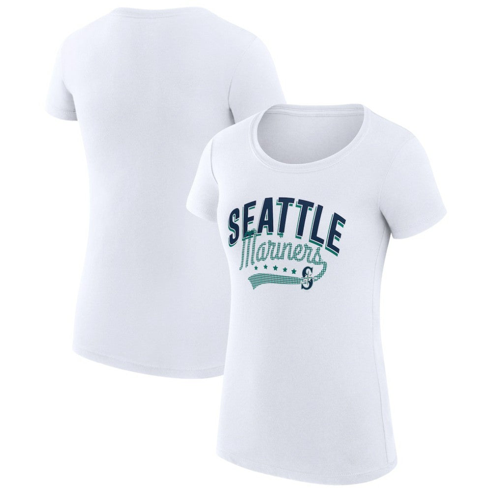 Seattle Mariners G-III 4Her by Carl Banks Women's Super-Slim Fit Lightweight Filigree Team T-Shirt White