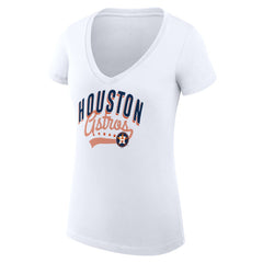 Houston Astros G-III 4Her by Carl Banks Women's Super-Slim Fit Lightweight Filigree Team V-Neck T-Shirt White