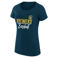 Milwaukee Brewers G-III 4Her by Carl Banks Women's Super-Slim Fit Lightweight Team Graphic T-Shirt Navy