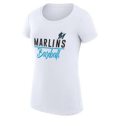 Miami Marlins G-III 4Her by Carl Banks Women's Super-Slim Fit Lightweight Team Graphic T-Shirt White