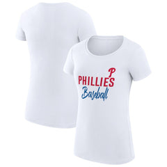 Philadelphia Phillies G-III 4Her by Carl Banks Women's Super-Slim Fit Lightweight Team Graphic T-Shirt White