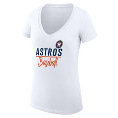 Houston Astros G-III 4Her by Carl Banks Women's Super-Slim Fit Lightweight Team Graphic V-Neck T-Shirt White