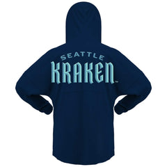 Seattle Kraken Fanatics Women's Jersey Lace-Up V-Neck Long Sleeve Hoodie T-Shirt Deep Sea Blue