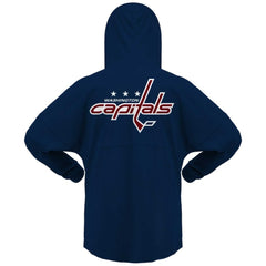 Washington Capitals Fanatics Women's Jersey Lace-Up V-Neck Long Sleeve Hoodie T-Shirt Navy
