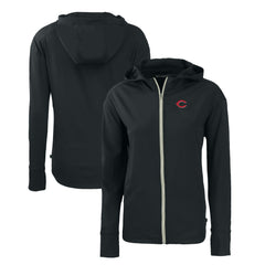 Cincinnati Reds Cutter & Buck Women's Daybreak Eco Recycled Full-Zip Hoodie Black