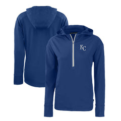 Kansas City Royals Cutter & Buck Women's Daybreak Eco Recycled Half-Zip Hoodie Royal