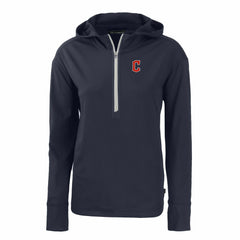 Cleveland Guardians Cutter & Buck Women's Daybreak Eco Recycled Half-Zip Hoodie Navy