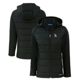 Los Angeles Dodgers Cutter & Buck Women's Evoke Hybrid Eco Softshell Recycled Full-Zip Hoodie Jacket Black